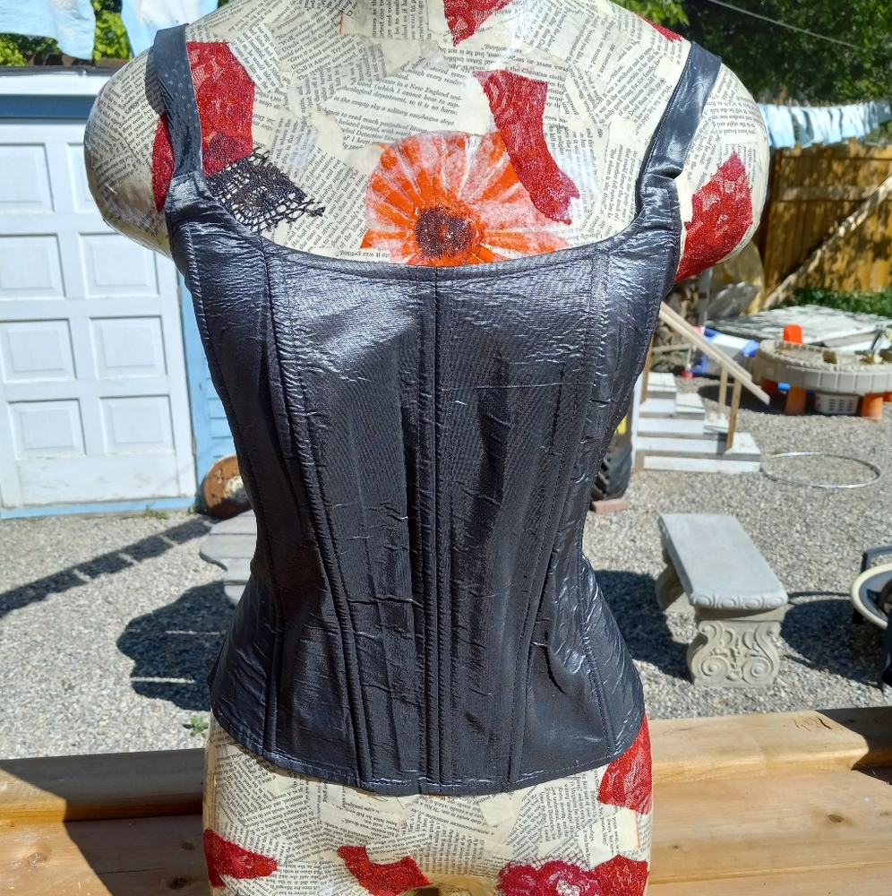 Boned silver tank top